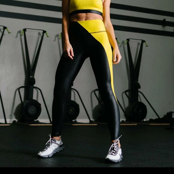 ZYIA Pants - Like new Zyia yellow metallic light n tight hi-rise 7/8 leggings 24” size 14-16